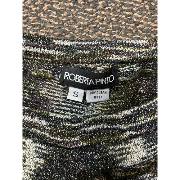 Vintage Elastic Brown+White Warpy Patterned Roberta Pinto Capri Pants Size Small - Picture 3 of 3